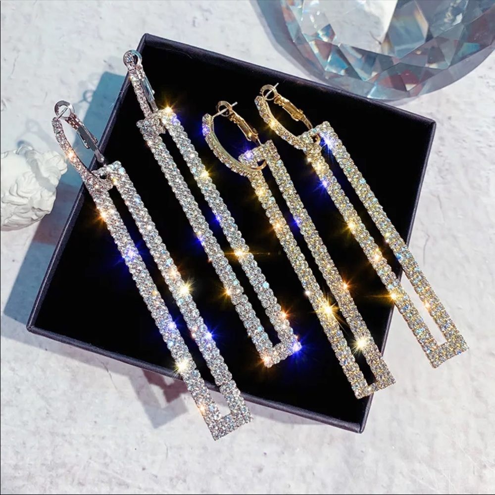 *NEW*Gorgeous Sparking Crystal Long Dangle Earring - Picture 5 of 9